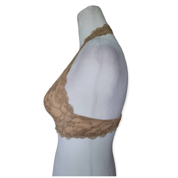 Free People‎ Women's Galloon Lace Halter Bralette Size Small Nude Beige - Picture 5 of 10